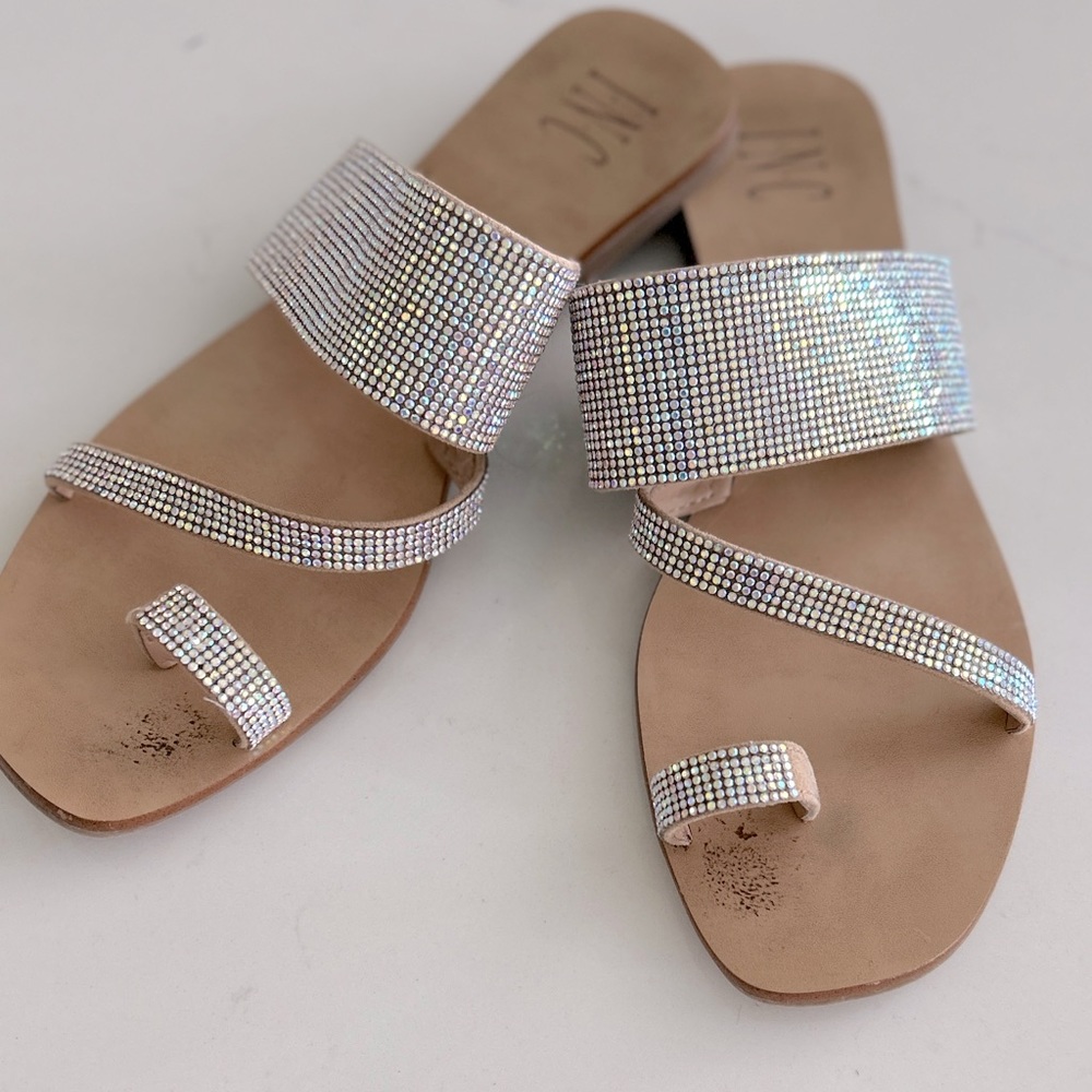 Bling sandals, INC no missing stones. BARELY WORN.